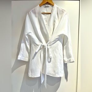 White linen kimono blouse, top, (Zara), Barbie style